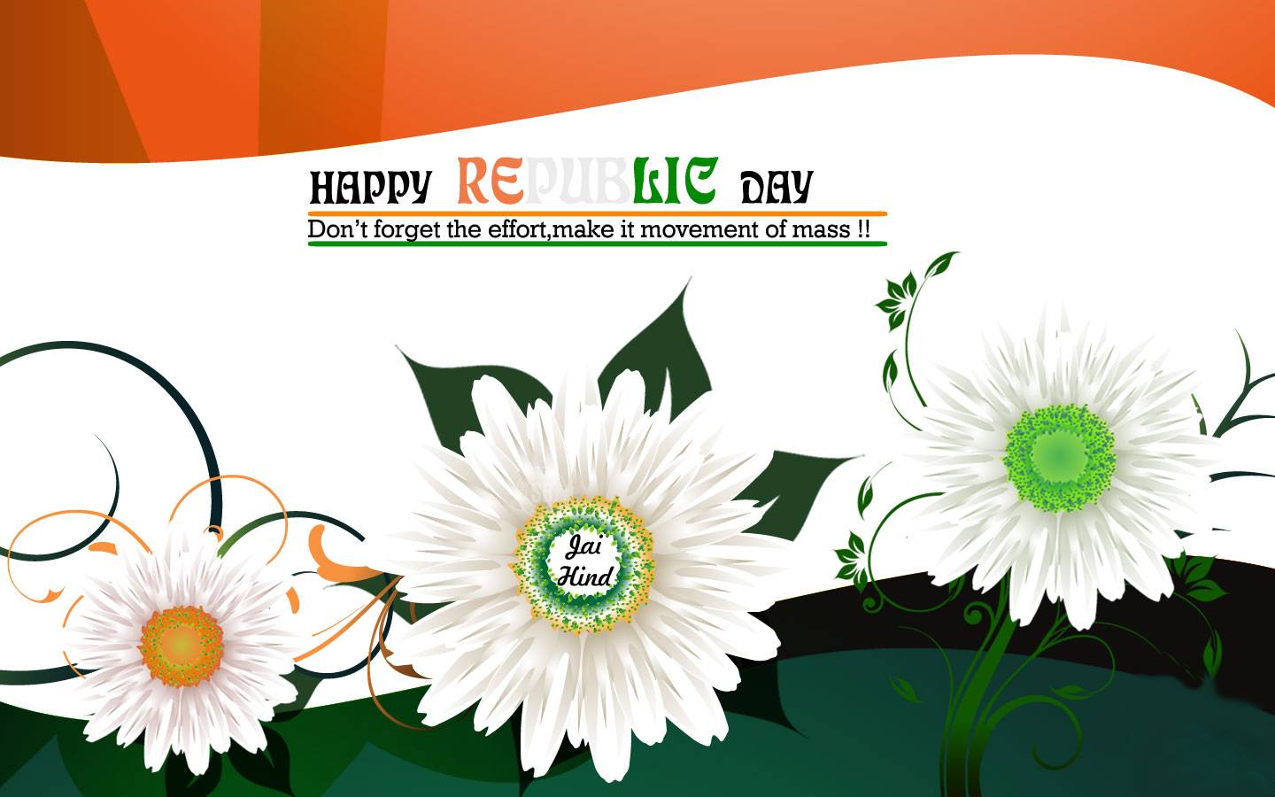 Happy Republic Day Greetings With Slogan In Image Flower