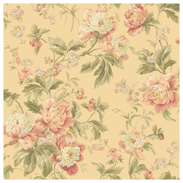 York Sure Strip Pale Peach Waverly Forever Yours Wallpaper