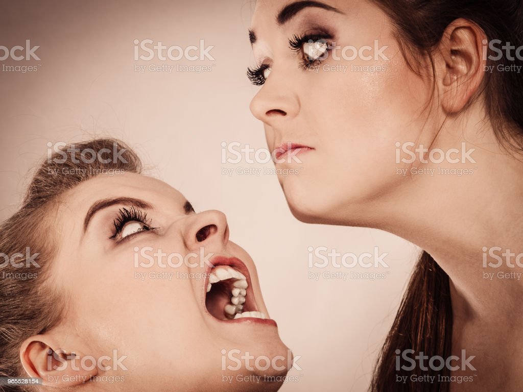 Two Agressive Women Having Argue Fight Stock Photo