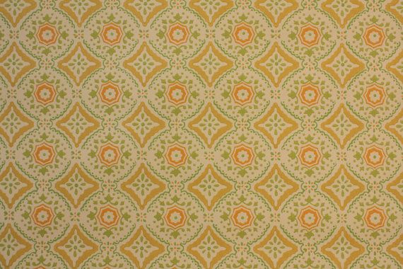 S Vintage Wallpaper Orange Yellow And Green Geometric On
