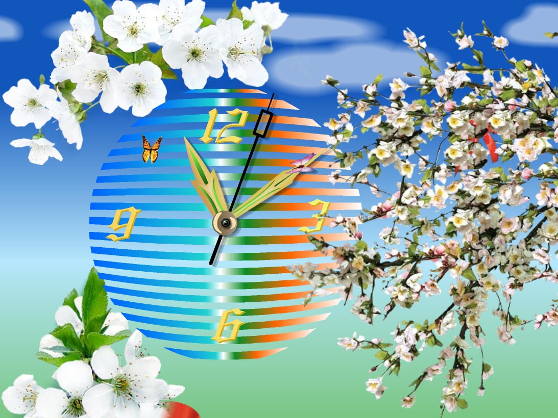 Apple Blossom Clock Live Wallpaper