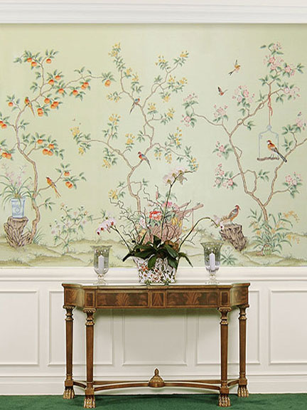 chinoiserie interiors with beautiful delicate chinoiserie wallpapers