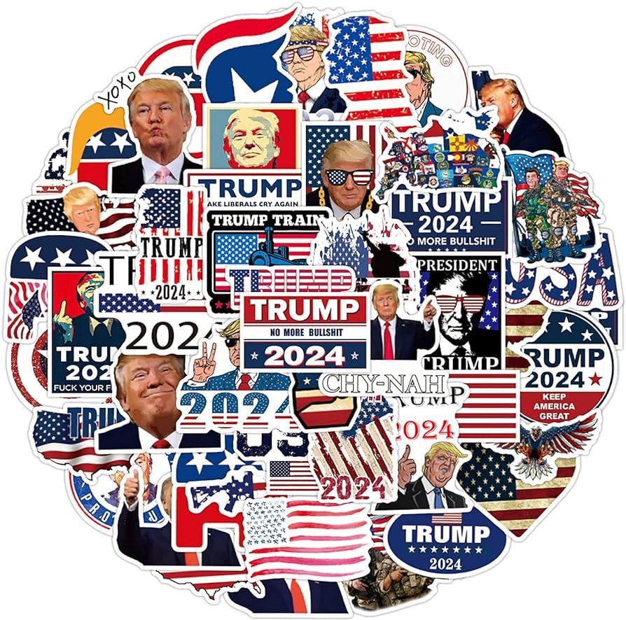 Amazoncom 50pcs Donlad Trump Stickers Trump American Flag