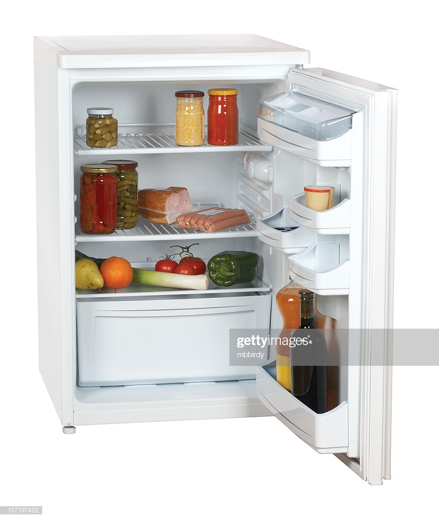 Small Refrigerator Isolated On White Background Stock Photo