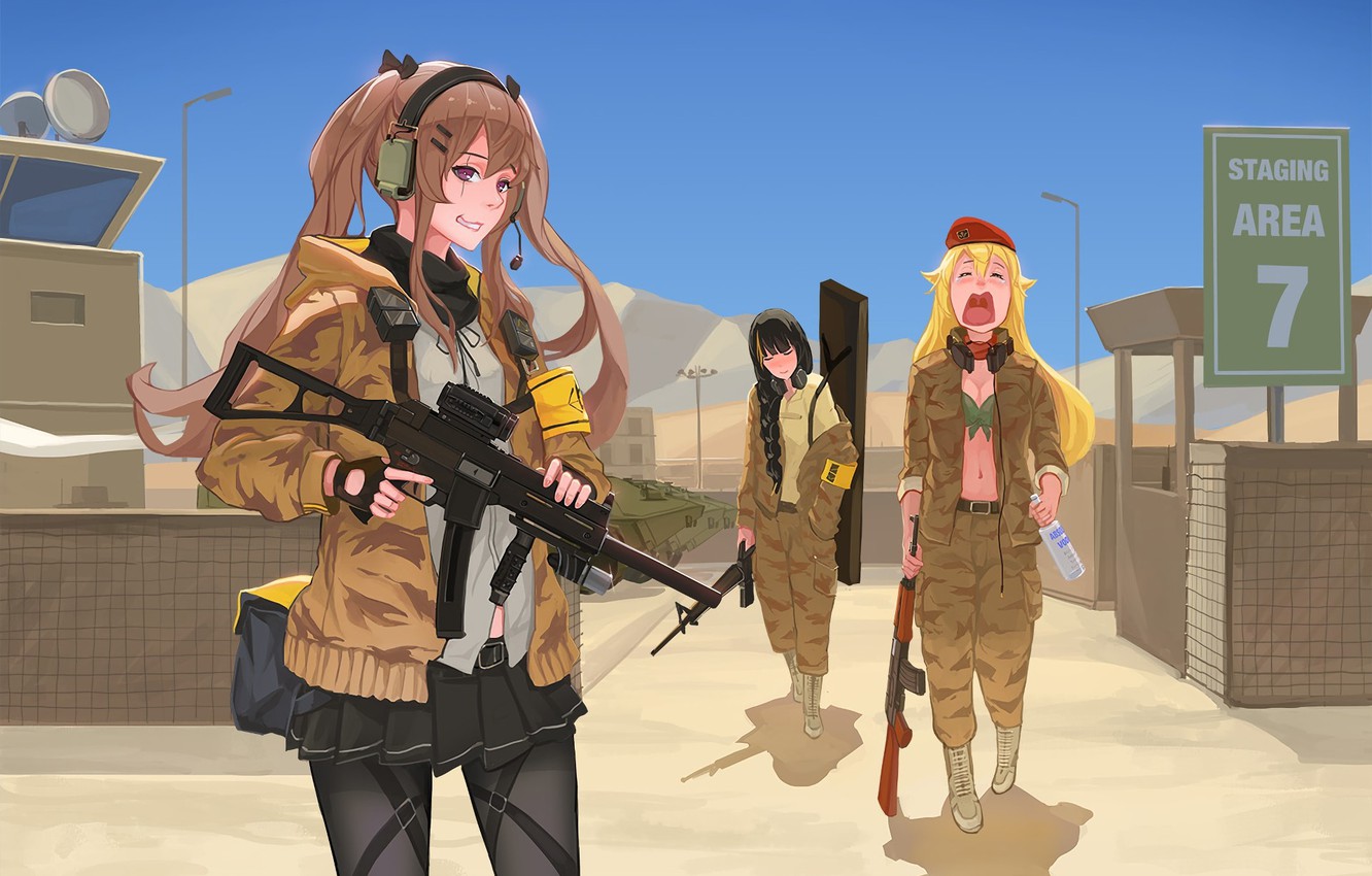 Wallpaper Gun Game Weapon Anime Sand Ak Rifle Tank