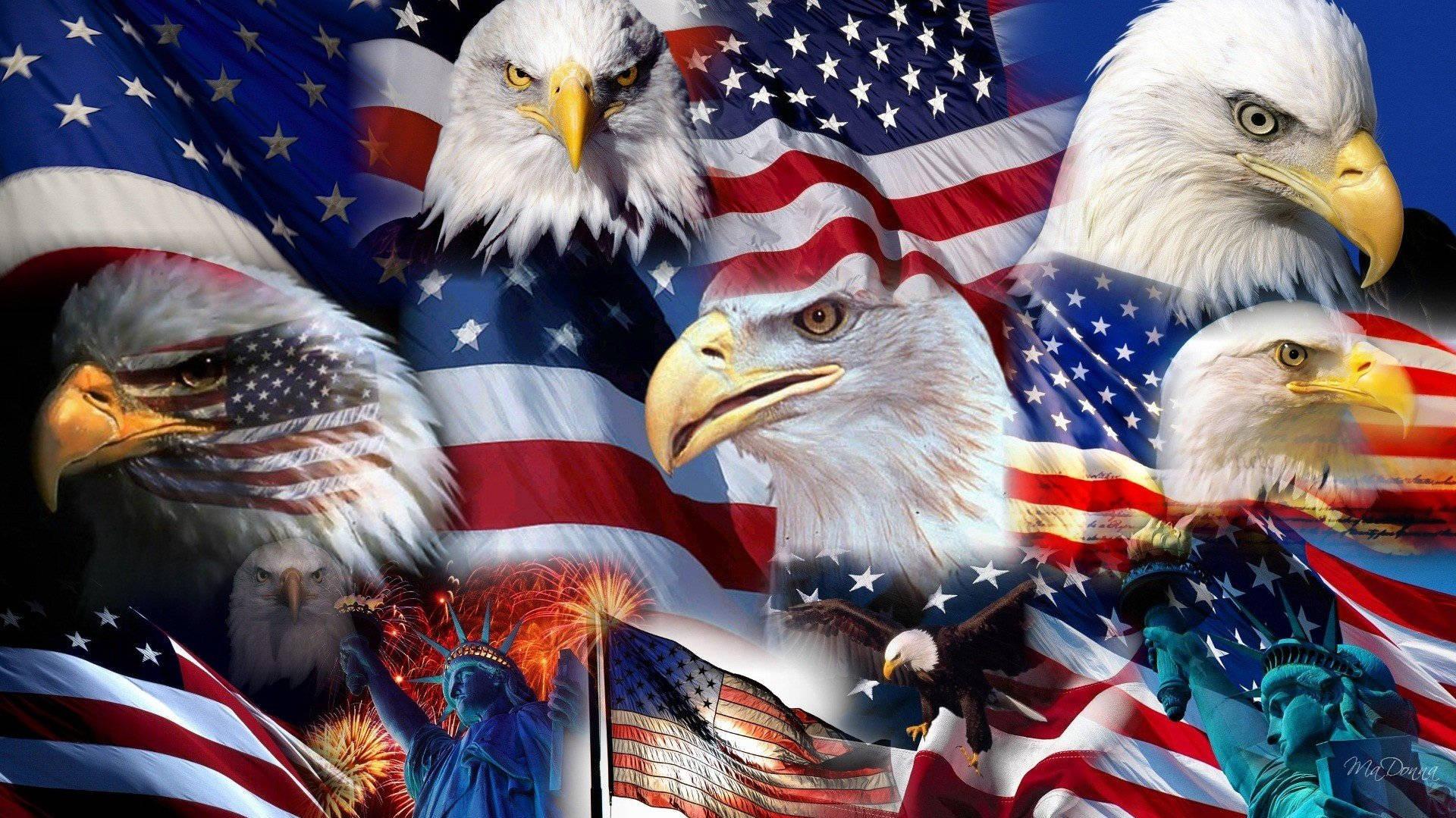 Military American Flag Eagles Wallpaper