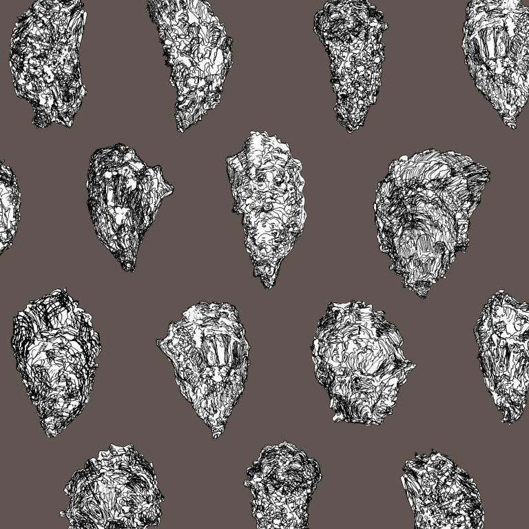 Oysters Wallpaper Black And White On Red Smooth Paper