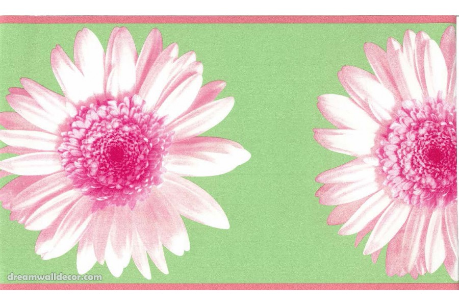 Green Pink Flower Wallpaper Border 900x600