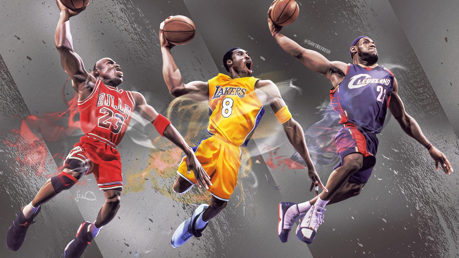 Jordan Kobe Lebron NBA 4K Wallpaper by skythlee