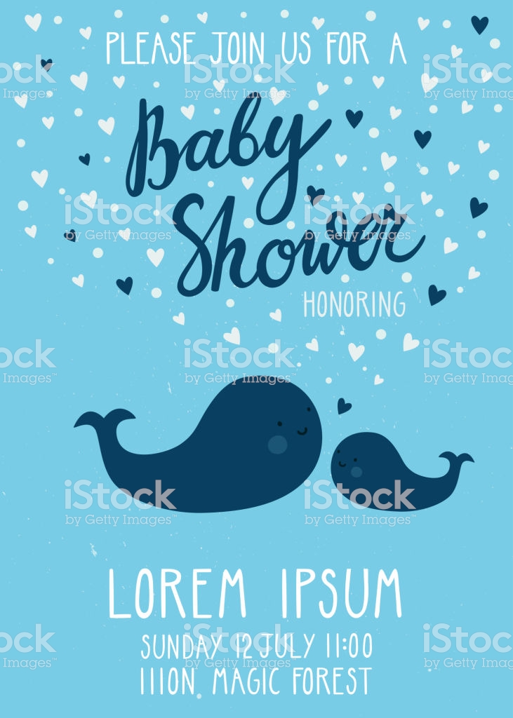 Baby Shower Invitation Card Cute Childish Background With Whales