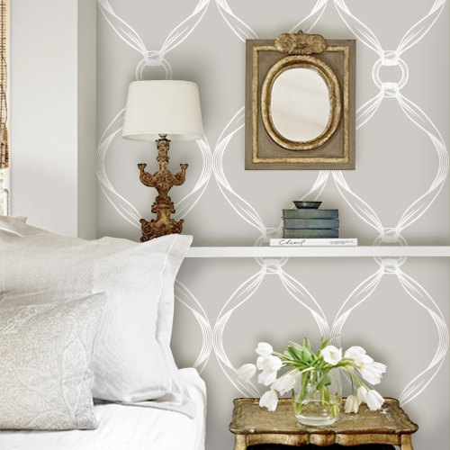 Tiffany Knots Light Grey Peel Stick Repositionable Fabric Wallpaper