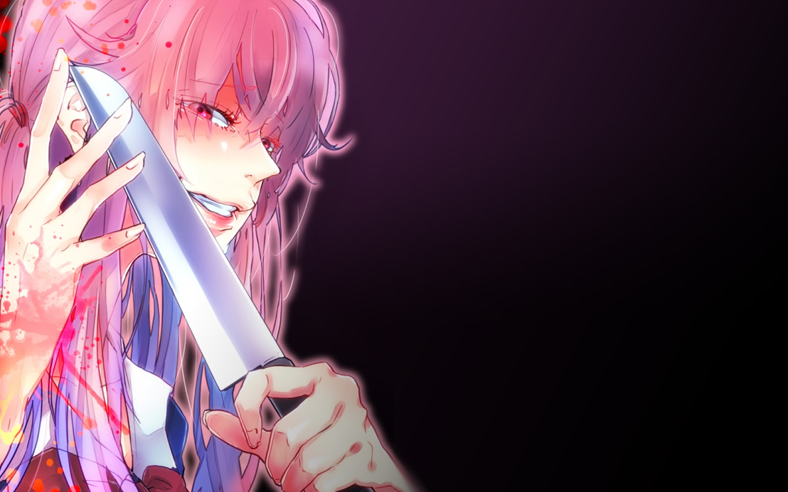 Future Diary Yuno Gasai Anime Girl Blood Stain Knife Yandere Hd