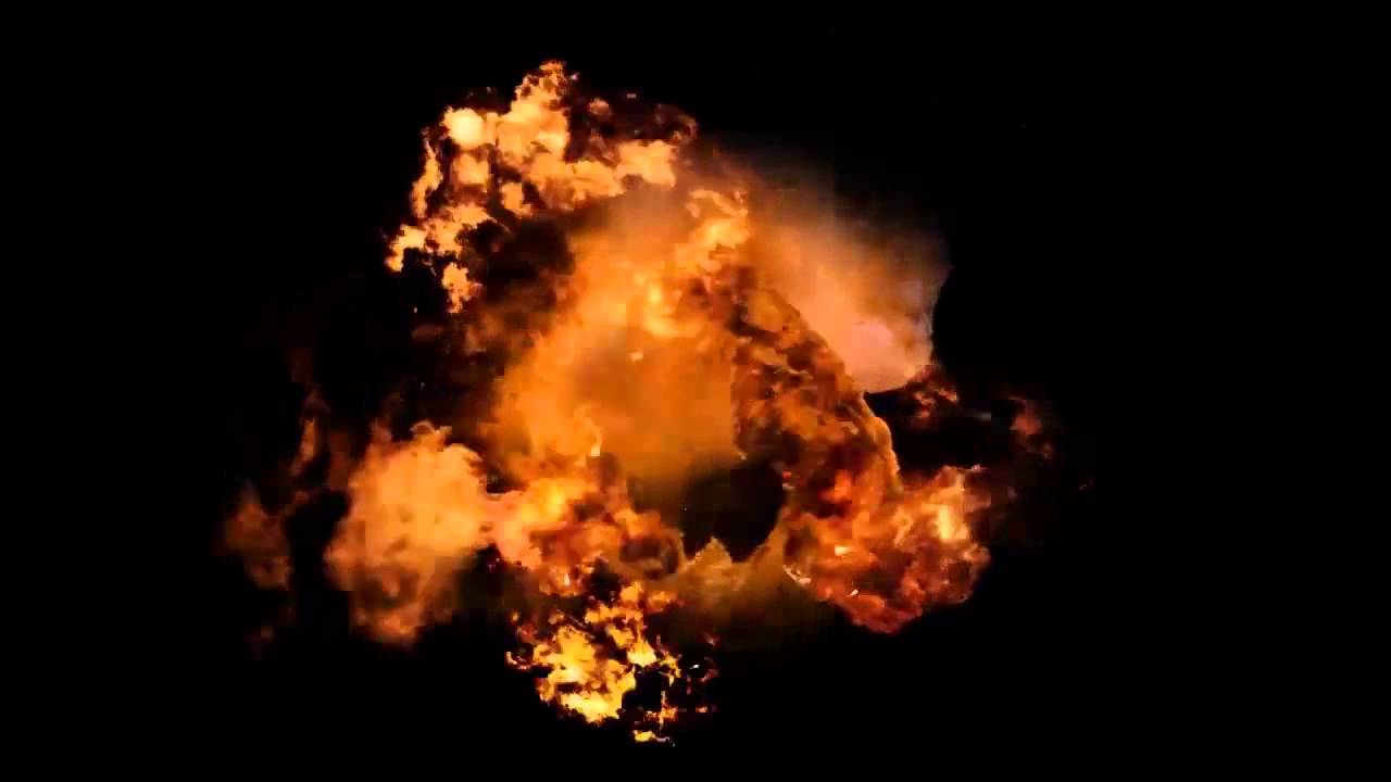 Big Fire Explosion Black And Green Background Screen Effects