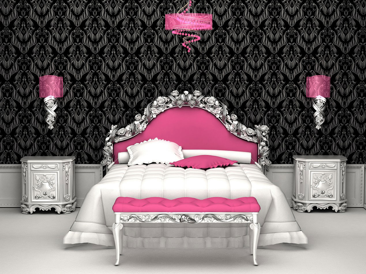 Black Purple Luxury Bedroom Design Attractive Wallpaper