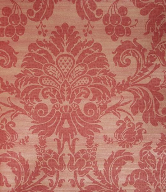  damask wallpaper in red based on an Italian 18th century silk fabric