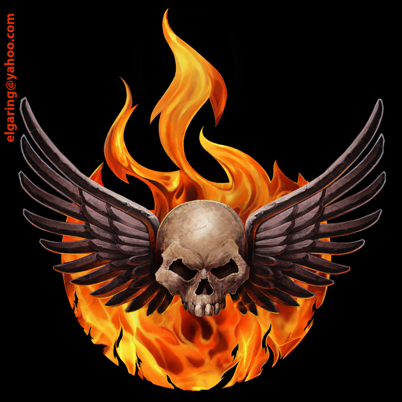 El Wings Skull And Fire By Elshazam