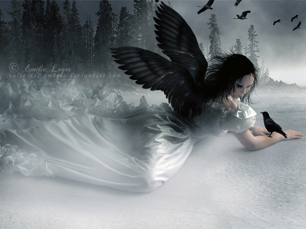 Black Gothic Angel Background Wallpaper