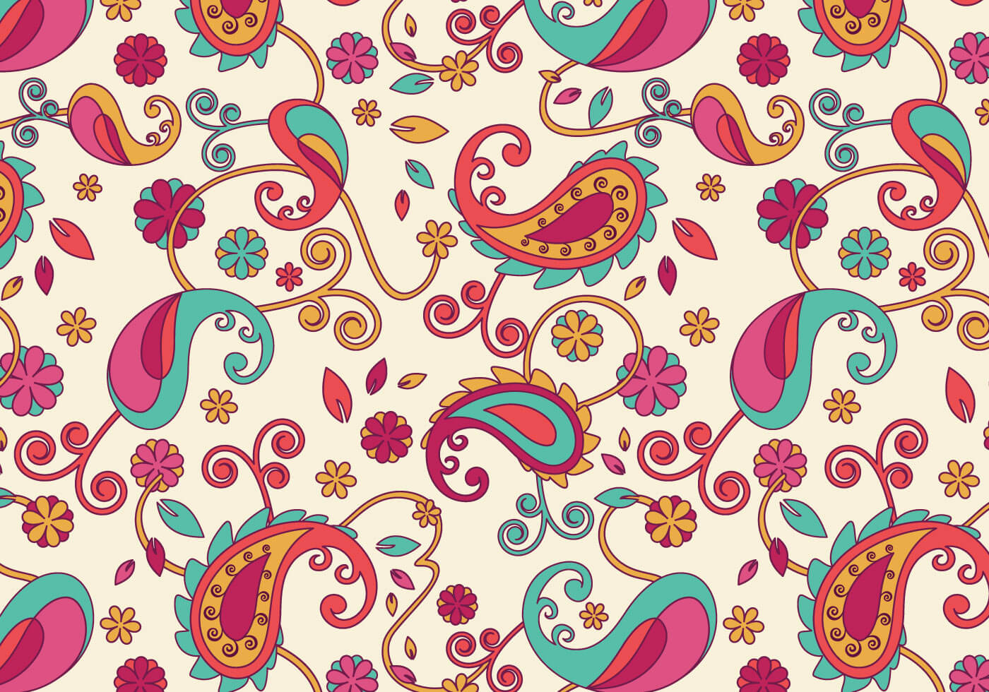 Colorful Paisley Background Vector Graphic Multi Color