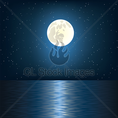 Moon Star And Ocean Gl Stock Image