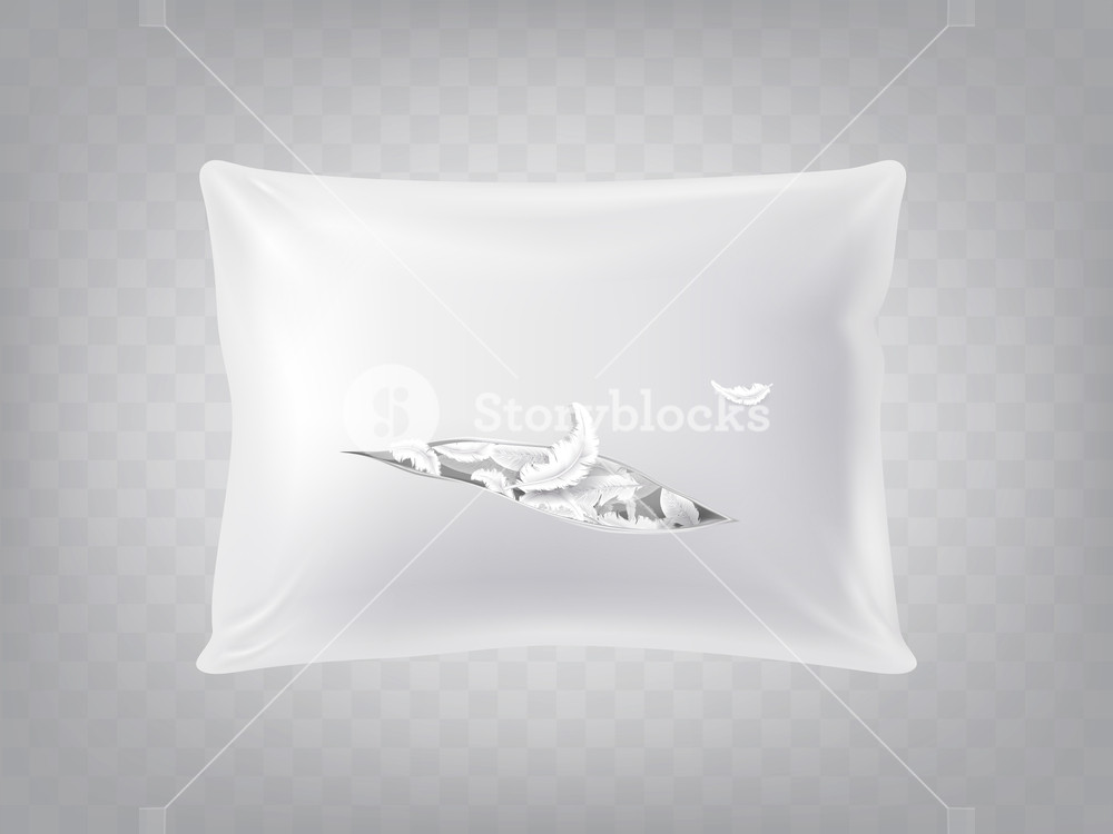 Vector 3d Realistic Torn Square Pillow Isolated On Translucent