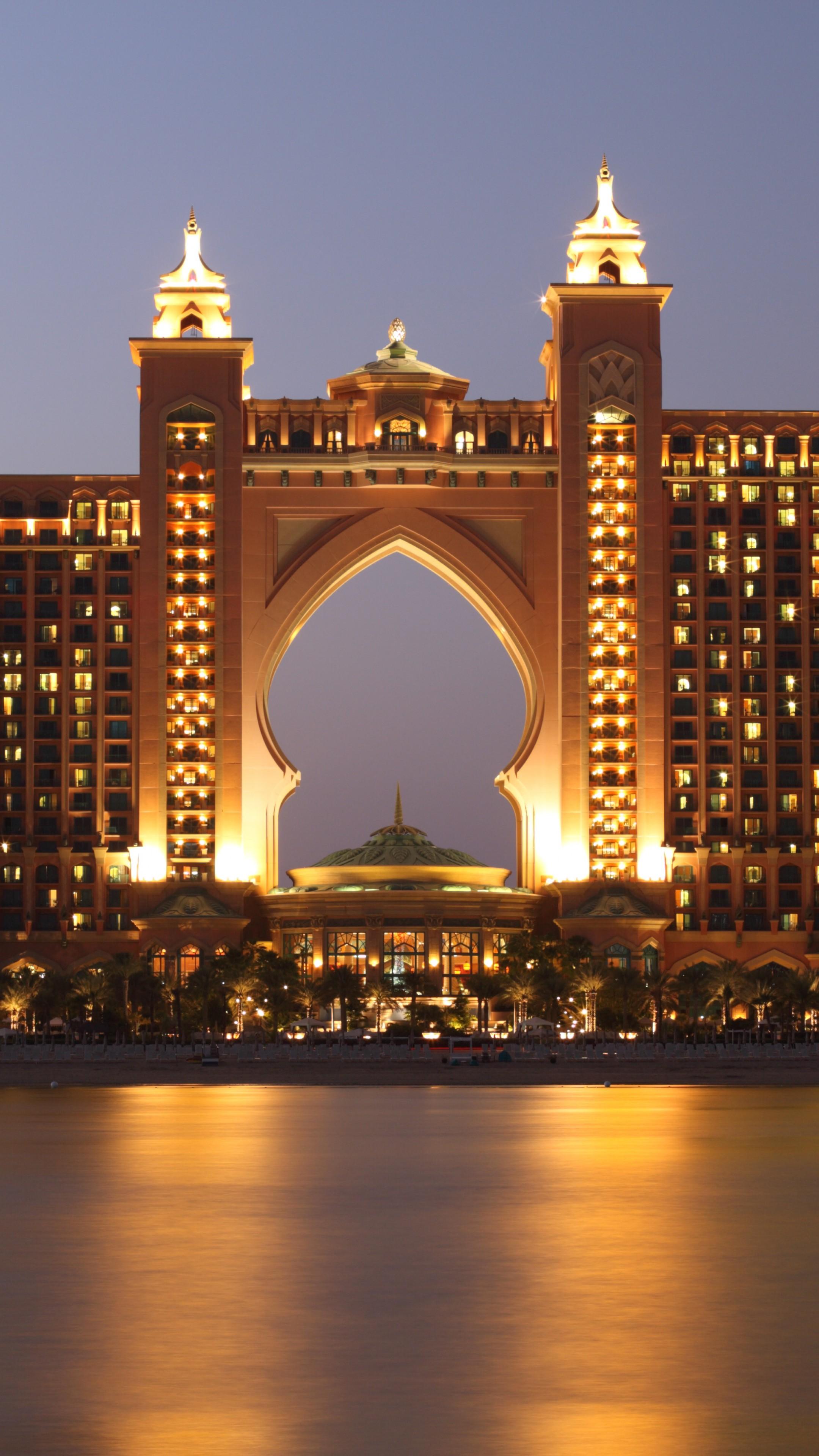 Wallpaper Atlantis Dubai Hotel Night Resort Sea Ocean Water