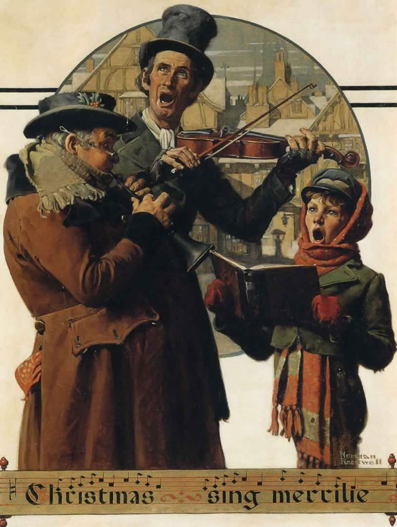 Christmas Trio Norman Rockwell Paintings Wallpaper Image