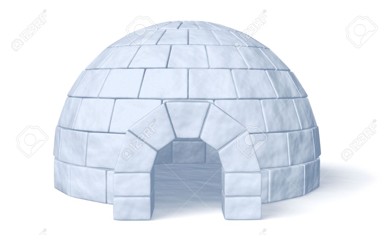 Igloo Icehouse Isolated On White Background Front Three