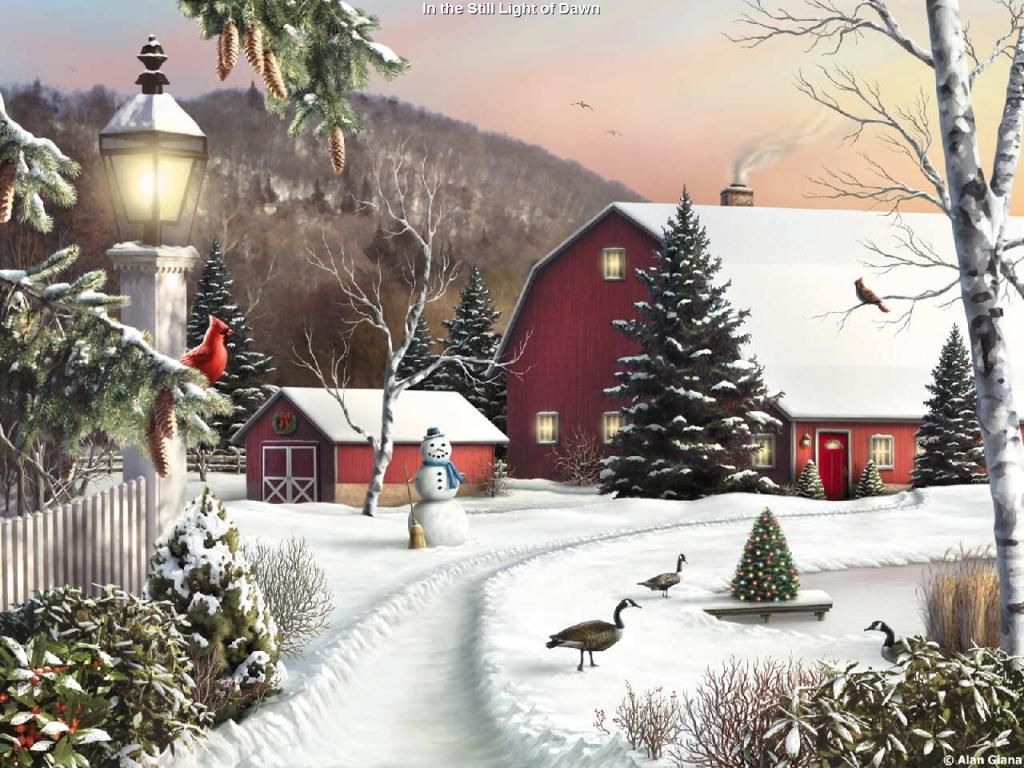 Drawing Painting Scenic Winter Picture Nr