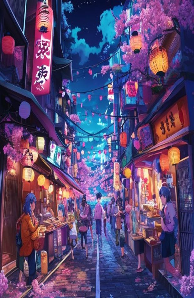 Japanese Anime Street 1080p Wallpaper