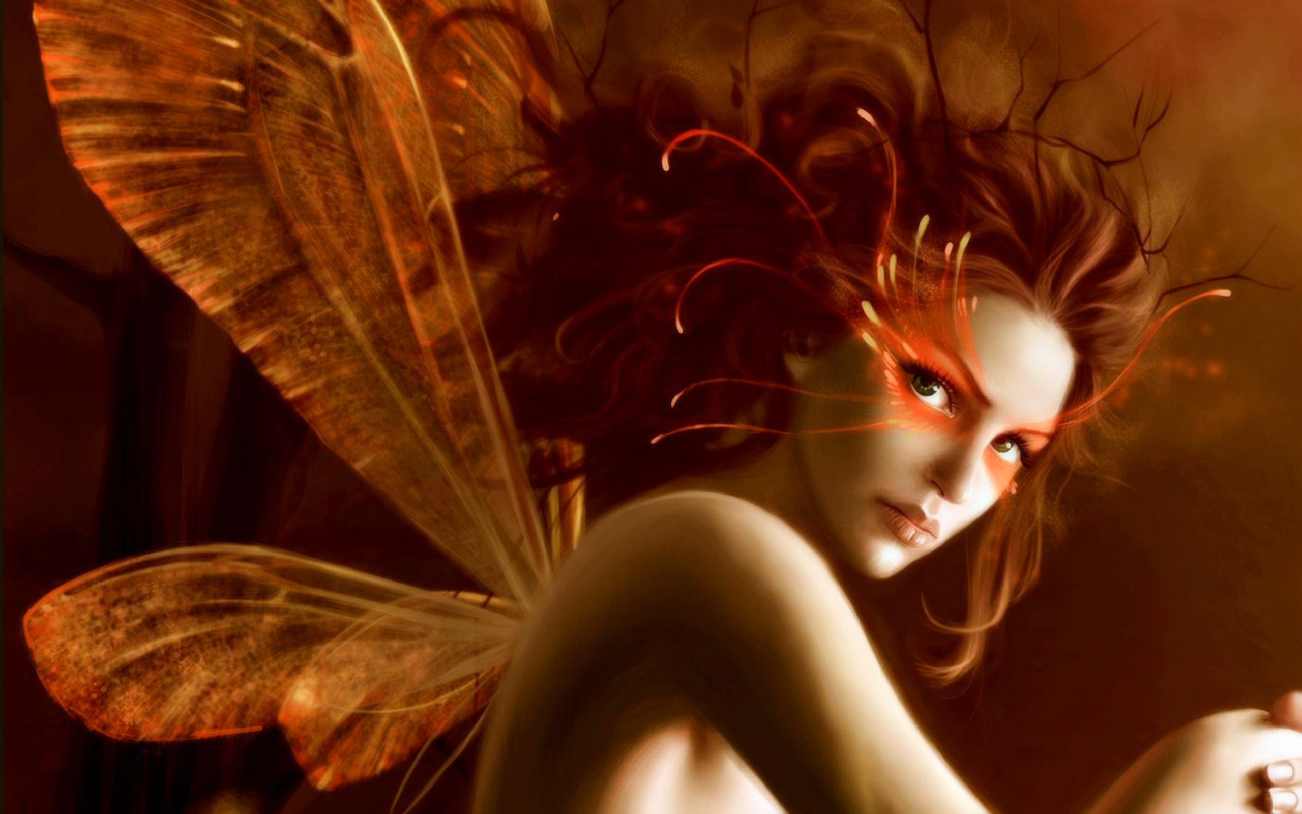 Red Haired Fairy Wallpaper Background