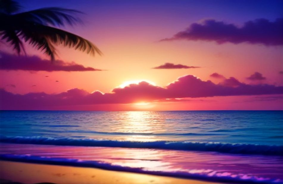 Tropical Island Sunset Wallpaper