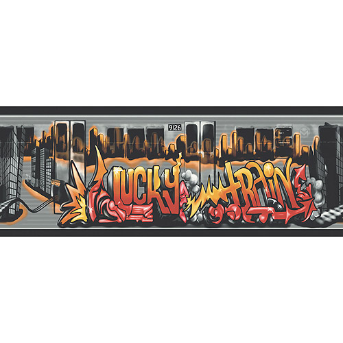  Graffiti Lucky Train Wallpaper Border BlackSilver   Walmartcom 500x500