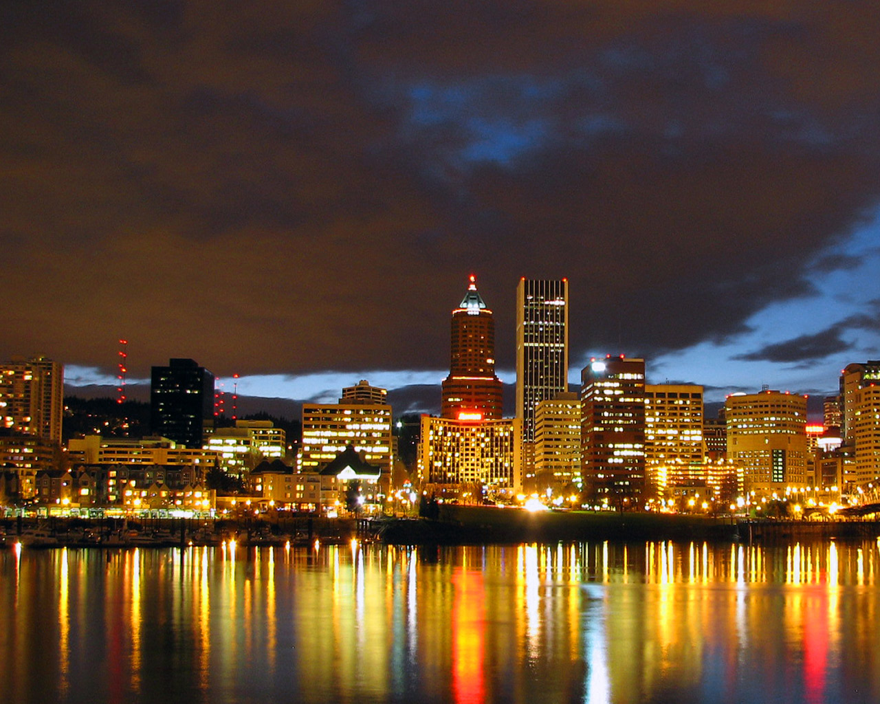 Portland Cityscape At Night Wallpaper