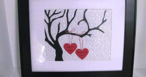 Custom Text Background Personalized Hearts Tree Silhouette
