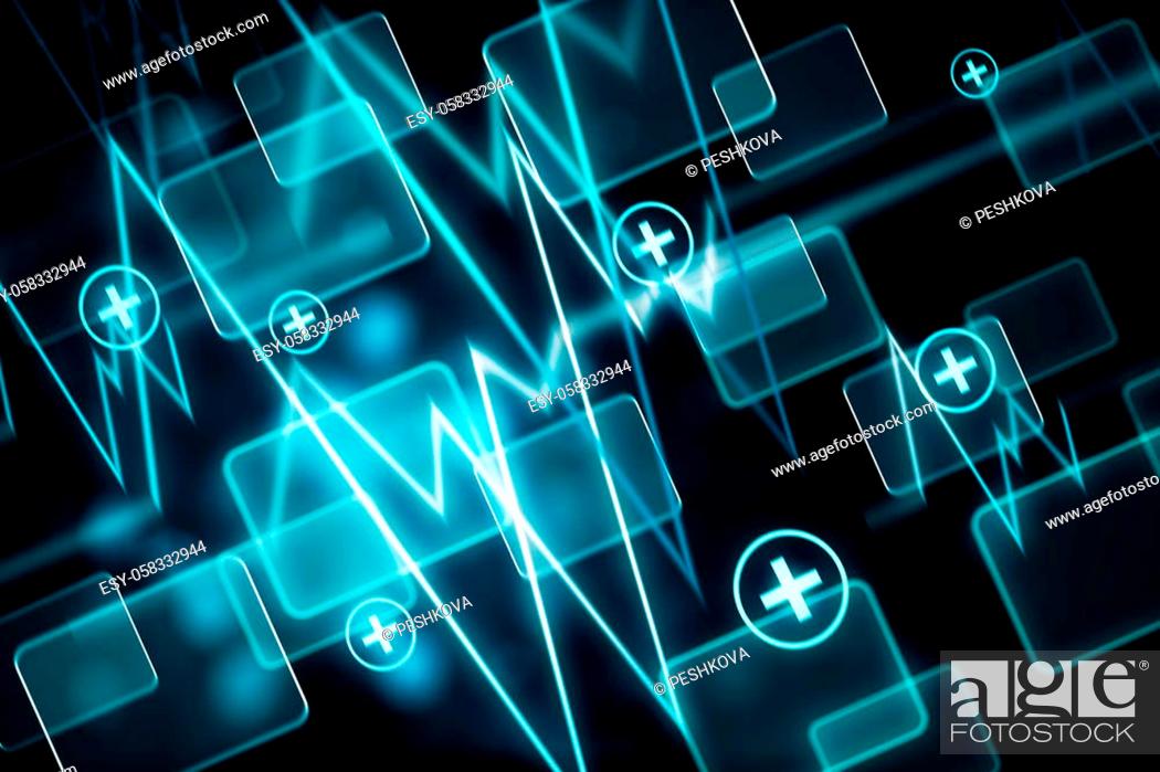 Creative Blue Tech Medical Wallpaper With Heartbeat Technology