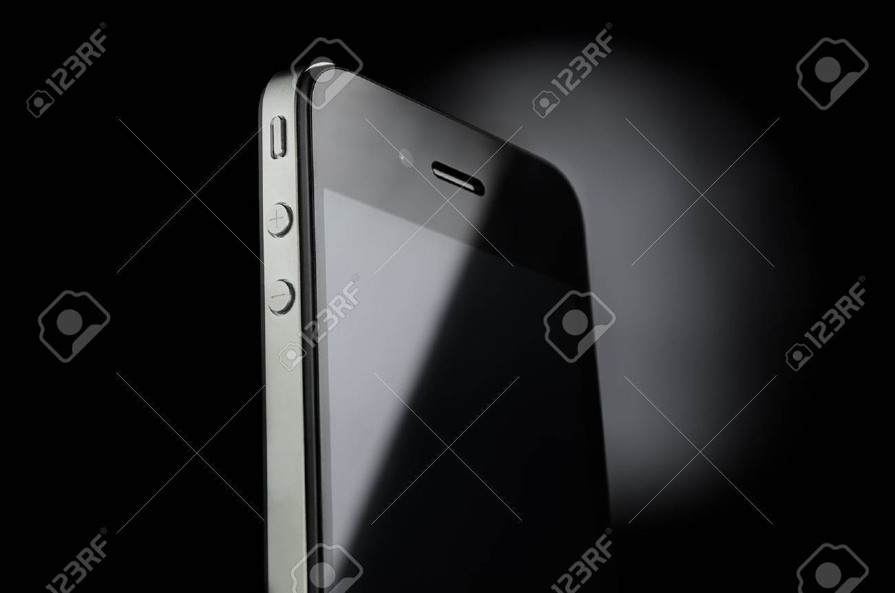 Touch Smart Phone On Black Background Stock Photo Picture And