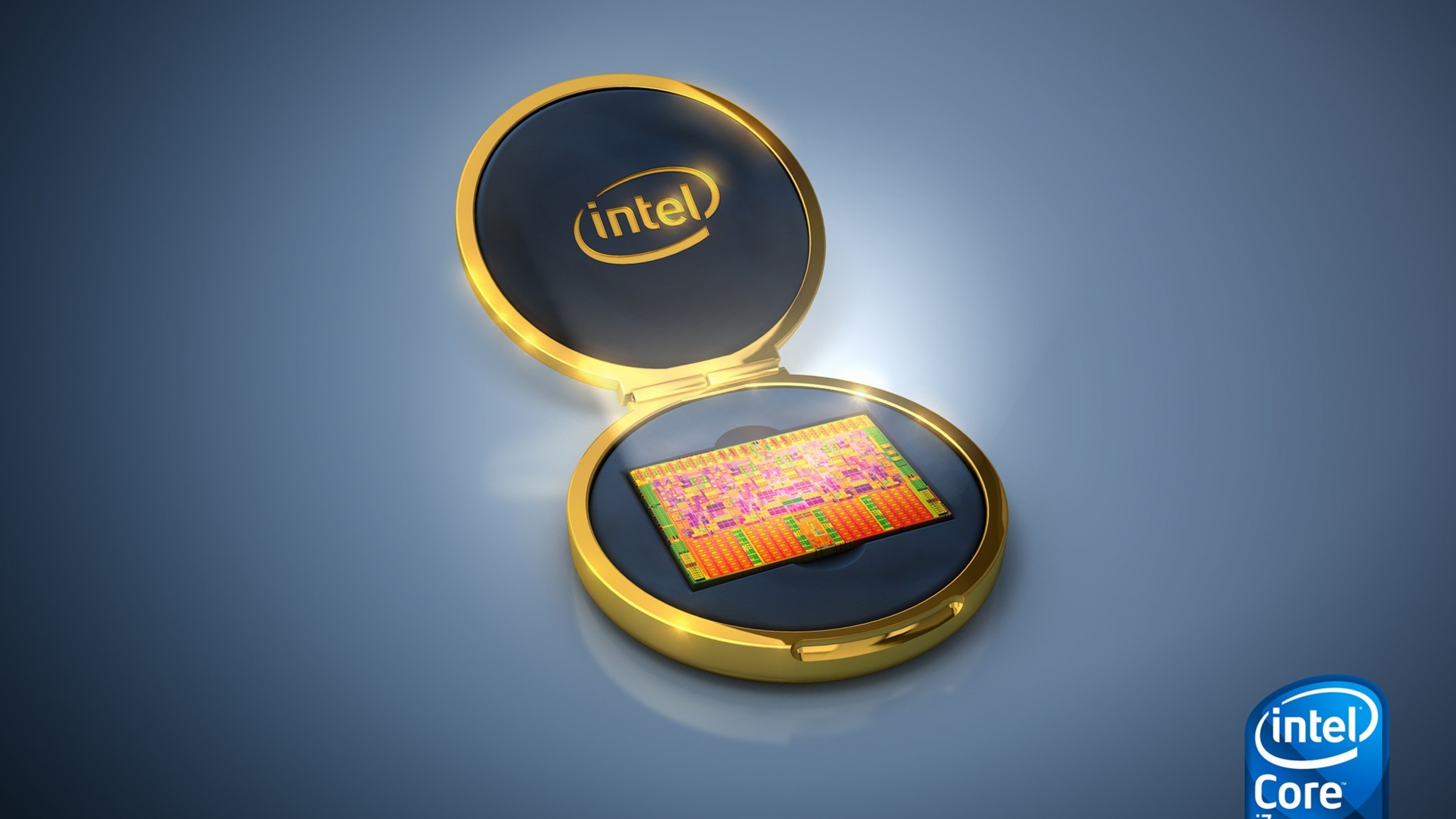  Intel Cpu Processor Gold Gray Light Wallpaper Background 4K