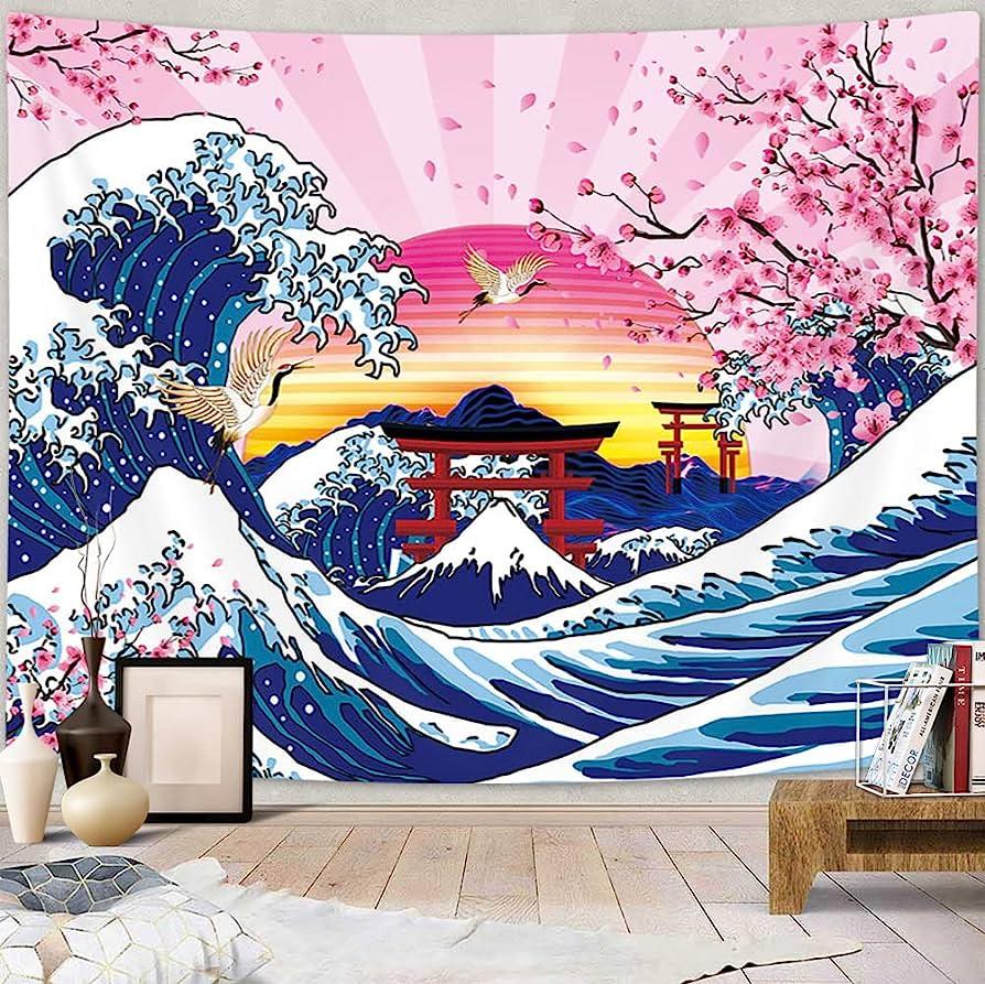 Amazon Japanese Wave Tapestry Kanagawa Great Wall