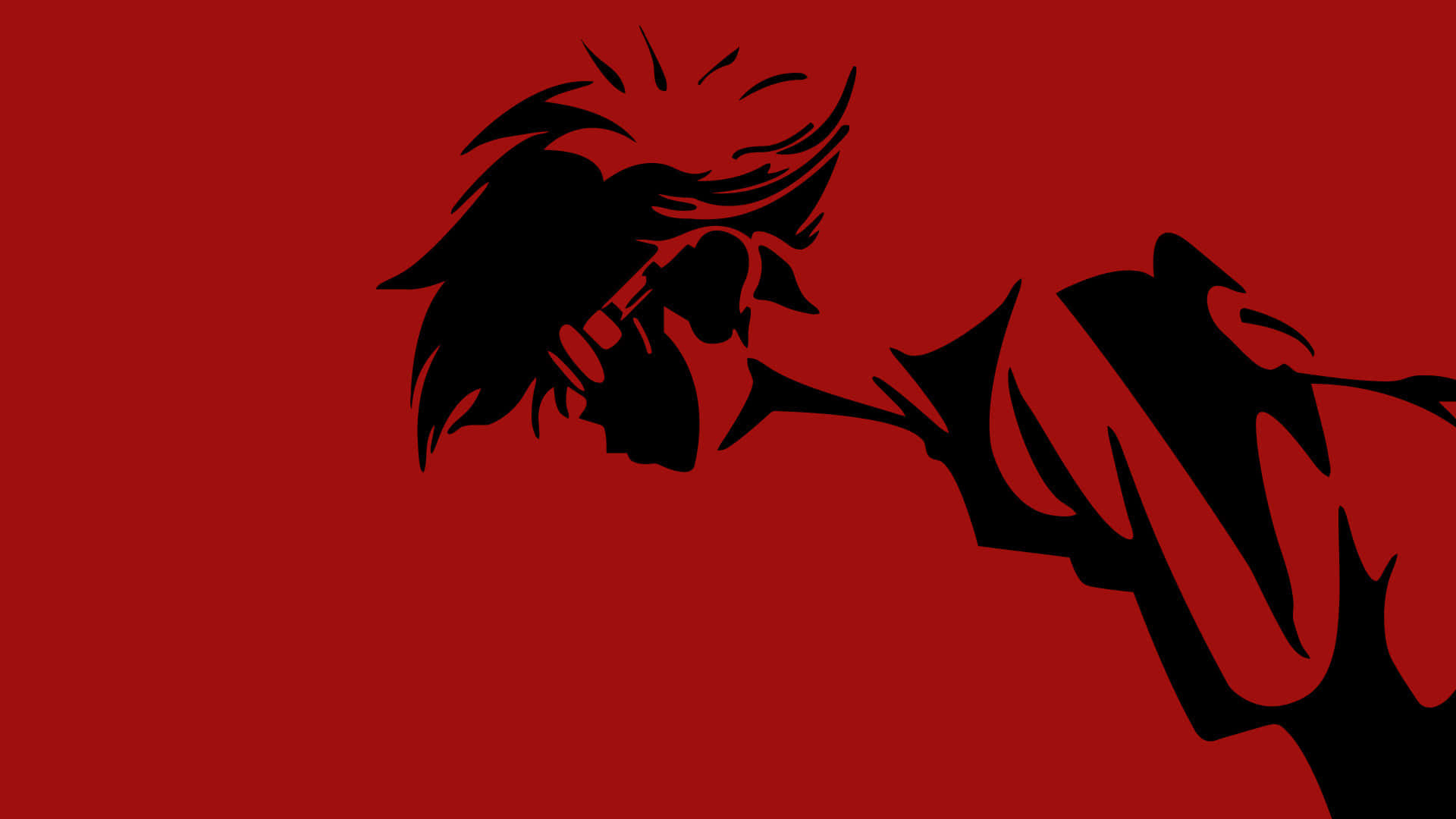 Red Aesthetics And Anime Merge On This Laptop Wallpaper