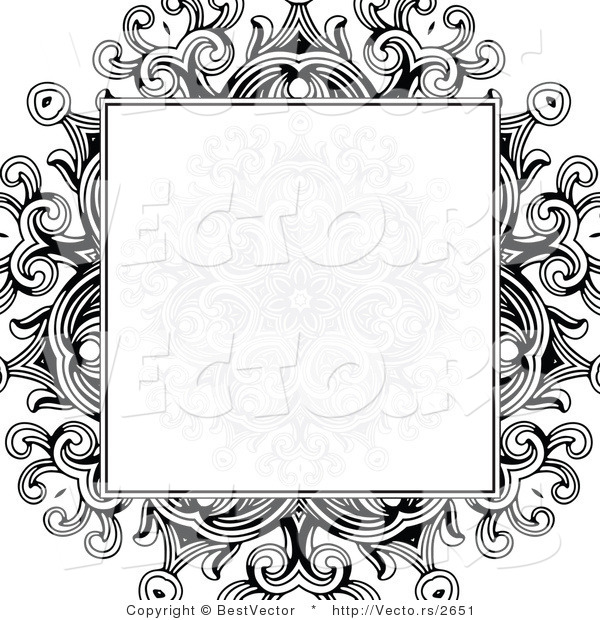 Floral Pattern Border Designs In Black And White Theme Wallpaper