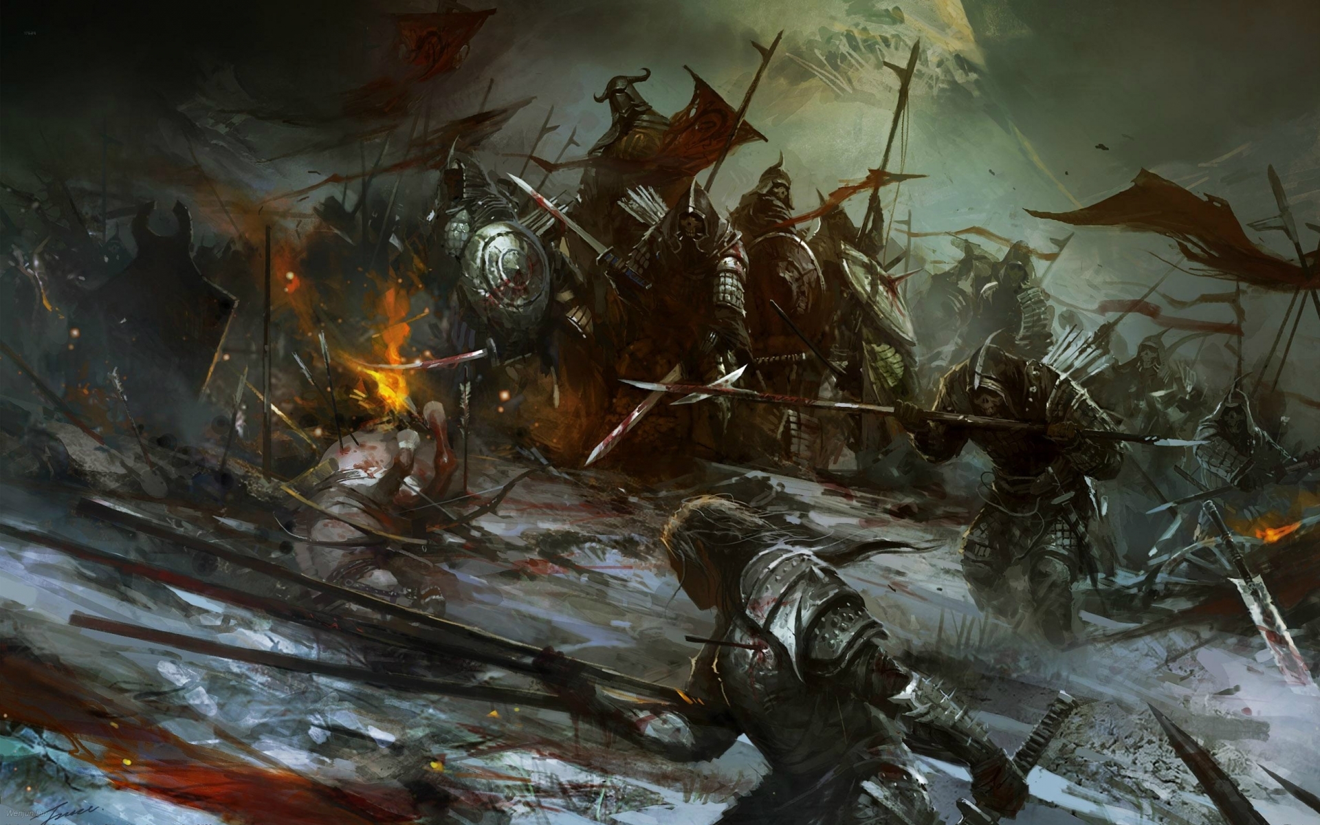 Battle Warriors War Knights Armor Weapons Sword Spear Army Wallpaper