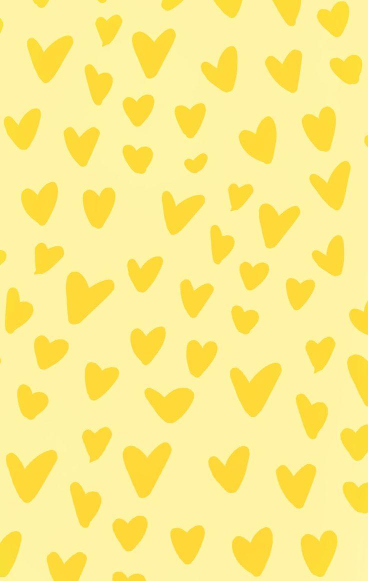 Yellow Hearts Print Trendy Wallpaper Phone Background Ideas