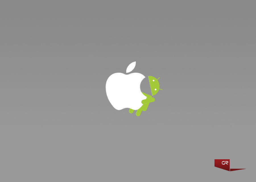 Android Eat Apple By Tigerartstudio