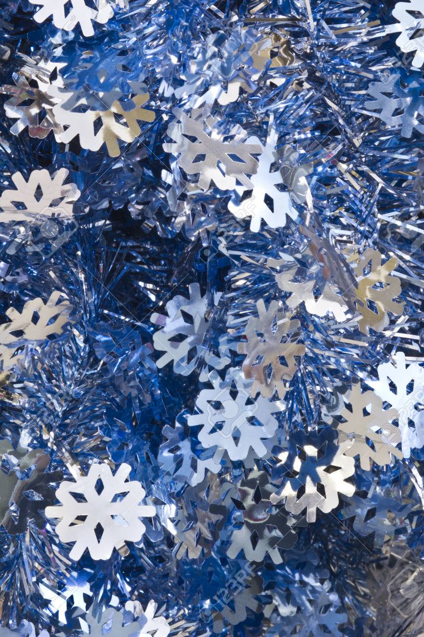 Blue And Silver Christmas Tinsel For Wallpaper Or Background