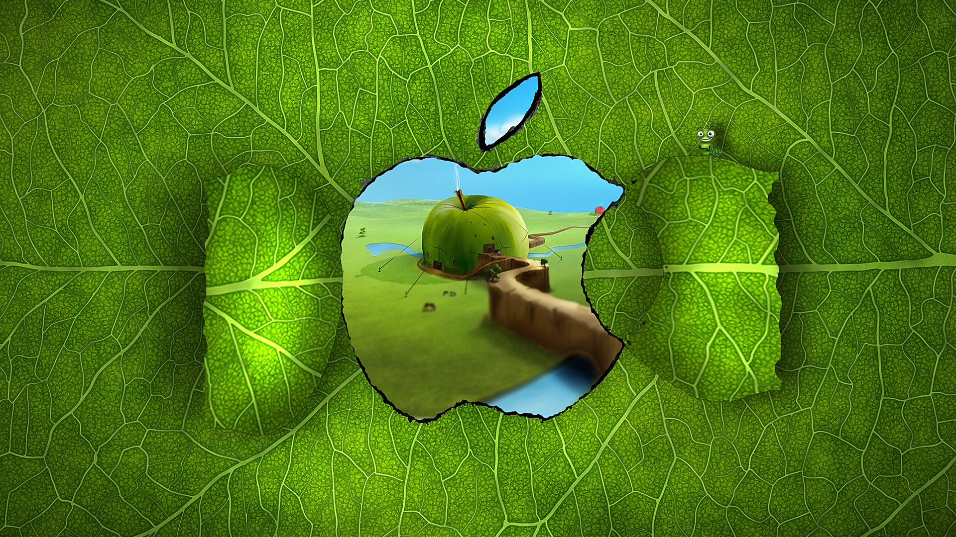 Green Apple Windows Background High Resolution Wallpaper Fine