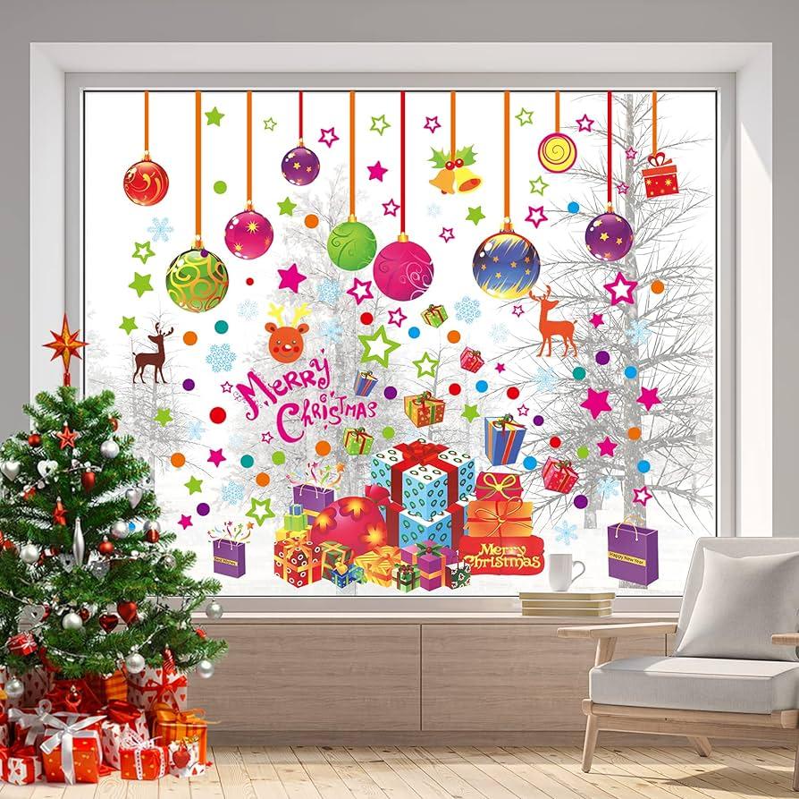 Amazon Rotumaty Christmas Window Clings 118pcs