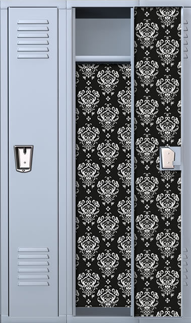 Elegant Damask Black Full Length Magic School Locker Wallpaper Set