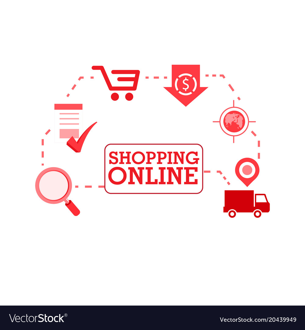 Shopping Online Shop Red Icon Background Im Vector Image