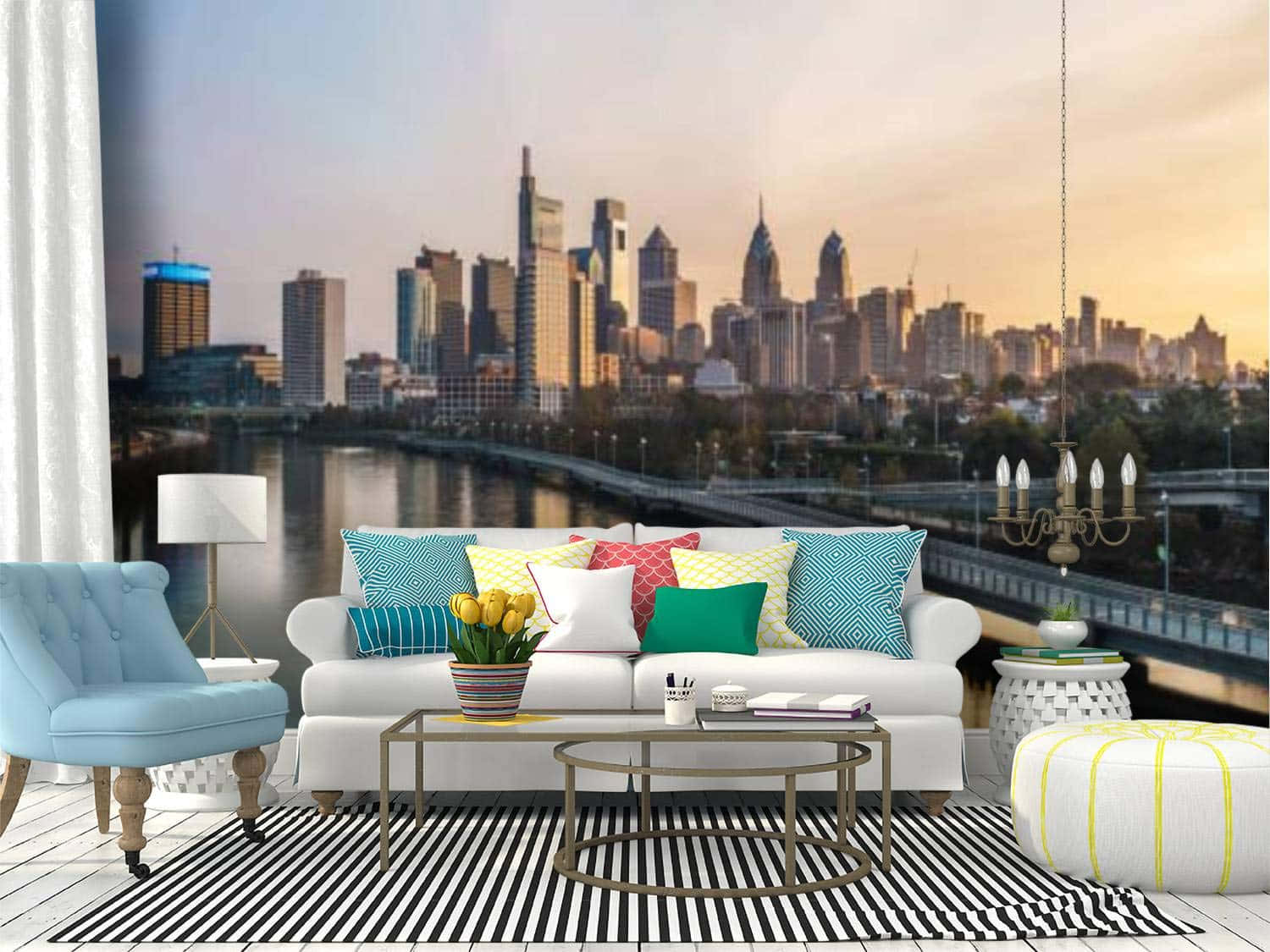 Living Area Overlooking Philadelphia Skyline S1Js7Ikeofsm6V15 Wallpaper