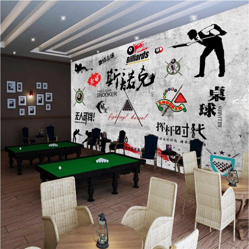 Retro Nostalgic Snooker Room Gray Cement Background Wall Paper
